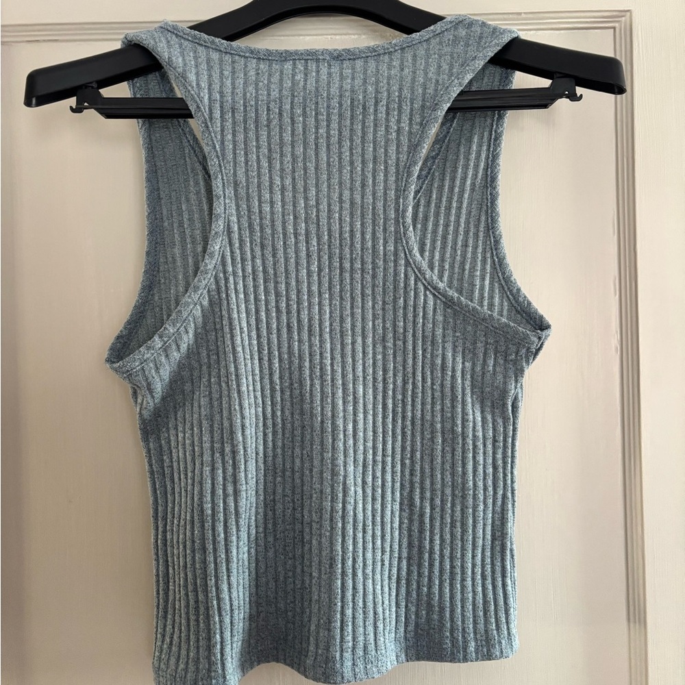 Olivia Rae Ribbed race back blue Tank Top - Picture 3 of 3